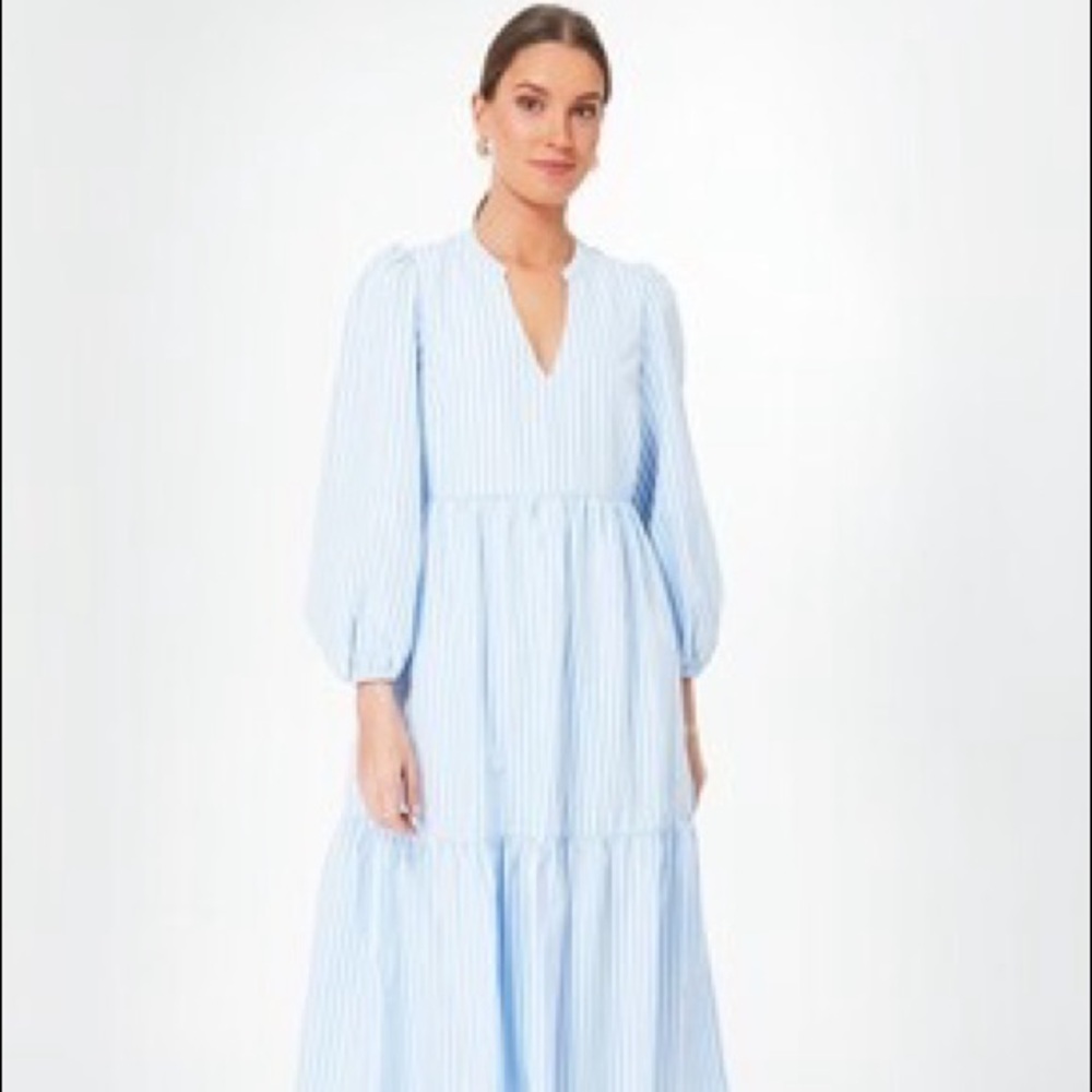 Pomander Place Blue Striped Alora Maxi Dress